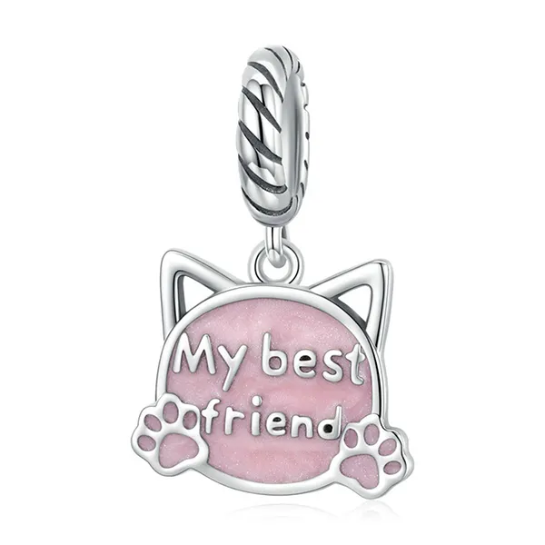 Hạt Vòng Charm Nữ Lili Jewelry Đính Đá CZ Hình Thú Cưng My Friend LILI_085162 3 Màu Bạc Phối Hồng