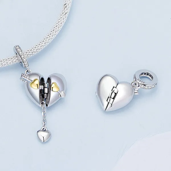 Hạt Vòng Charm Nữ Lili Jewelry Đính Đá CZ Hình Trái Tim Đóng Mở Marley LILI_089557 Màu Bạc - Trang sức - Vua Hàng Hiệu