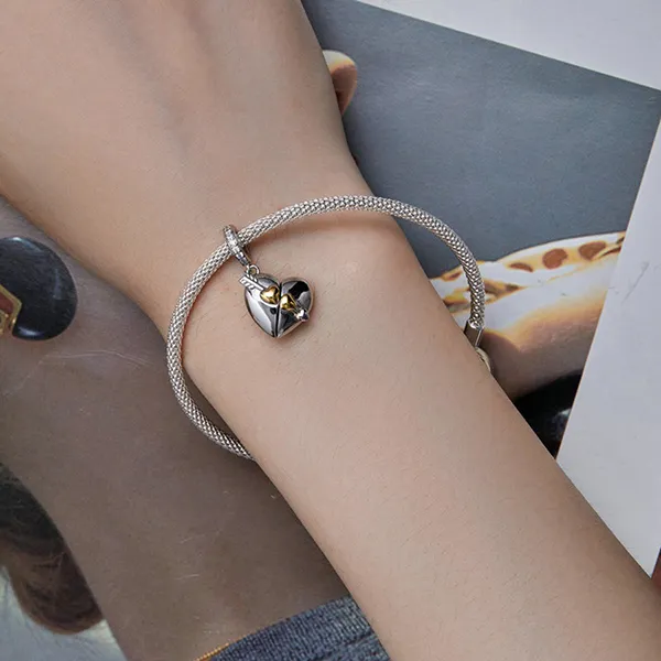 Hạt Vòng Charm Nữ Lili Jewelry Đính Đá CZ Hình Trái Tim Đóng Mở Marley LILI_089557 Màu Bạc - Trang sức - Vua Hàng Hiệu