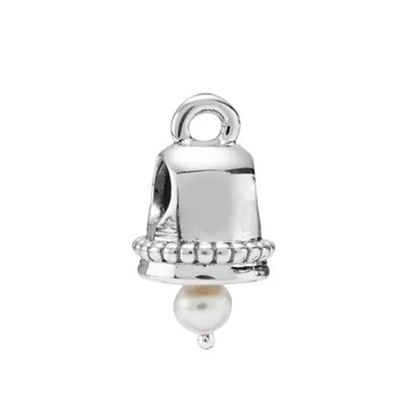 Hạt Vòng Charm Pandora Retired Pandora Silver Bell with Pearl Dangle 790517P Màu Bạc