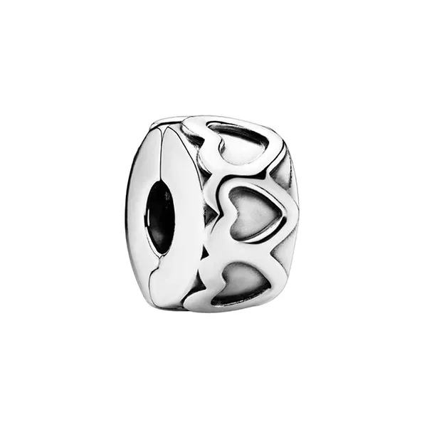 Hạt Vòng Charm Pandora Row Of Hearts Clip Charm 791978 Màu Bạc