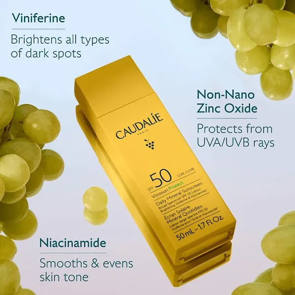 Kem Chống Nắng Khoáng Chất Caudalie Vinosun Protect Brightening Daily Mineral Sunscreen SPF 50, 50ml - Kem chống nắng - Vua Hàng Hiệu