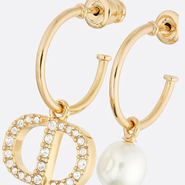 Khuyên Tai Nữ Dior Petit CD Earrings Màu Vàng Gold - 4
