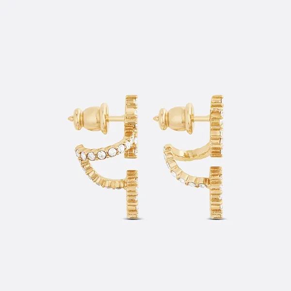 Khuyên Tai Nữ Dior Women Clair D Lune Earrings Gold-Finish Metal And White Crystals Màu Vàng - 4