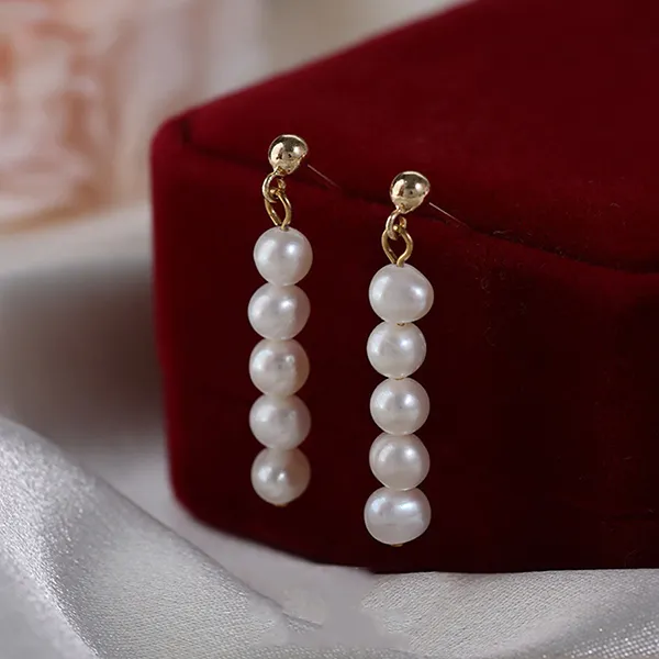 Khuyên Tai Nữ Kya Jewel Dáng Dài Ngọc Trai PE17 Màu Vàng/Trắng