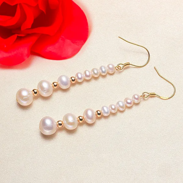 Khuyên Tai Nữ Kya Jewel Dáng Dài Đính Ngọc Trai Thanh Lịch PE15 Màu Vàng/Trắng