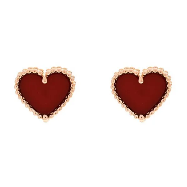 Khuyên Tai Nữ Jewery Luxury 18K Heart Earring Màu Đỏ
