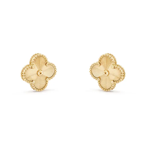 Khuyên Tai Nữ Van Cleef & Arpels Gold Alhambra Earrings 18 Karat Yellow Gold Màu Vàng (Chế Tác) - 3