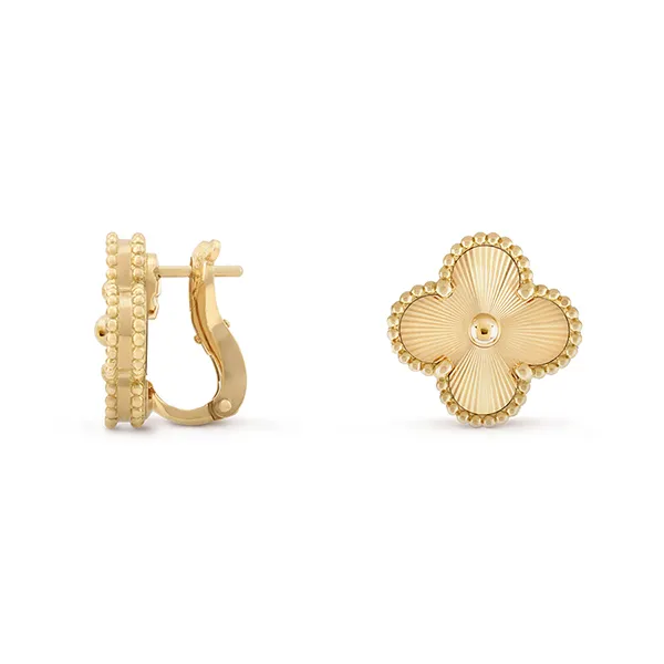 Khuyên Tai Nữ Van Cleef & Arpels Gold Alhambra Earrings 18 Karat Yellow Gold Màu Vàng (Chế Tác) - 4