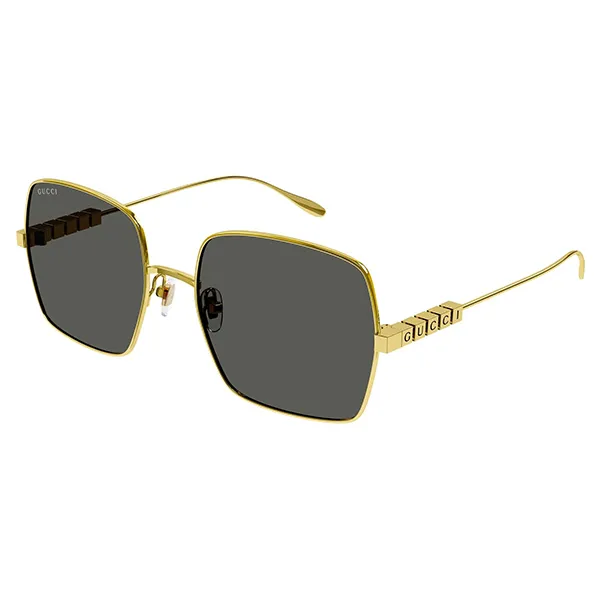 Kính Mát Gucci GG1434S 001 Lettering Logo Sunglasses Màu Vàng Xám - 3