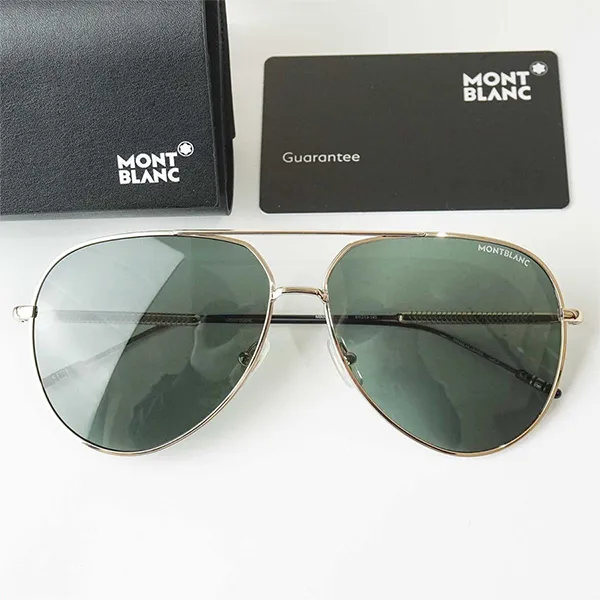 Kính Mát Nam Montblanc Aviator Sunglasses MB0045S-002 61 Màu Xanh Green - Kính mắt - Vua Hàng Hiệu