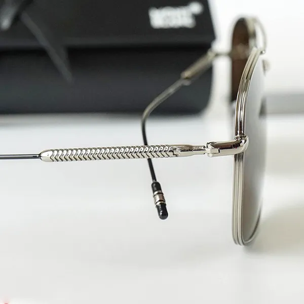 Kính Mát Nam Montblanc MB0046S-003 61 Dáng Vuông Màu Nâu Bạc - Kính mắt - Vua Hàng Hiệu