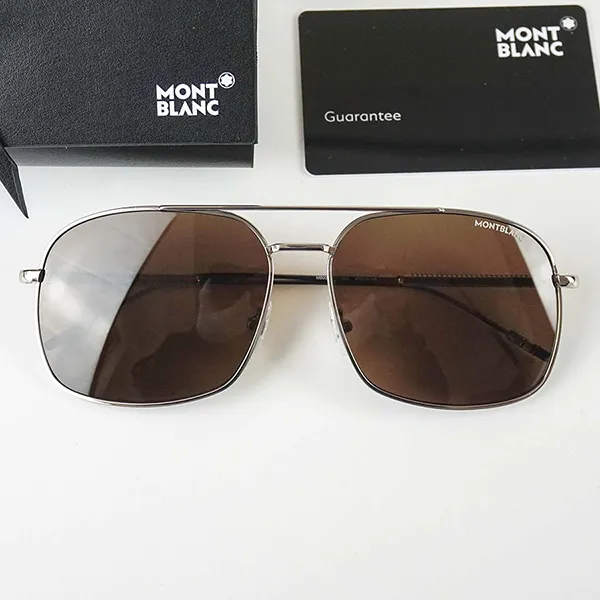 Kính Mát Nam Montblanc MB0046S-003 61 Dáng Vuông Màu Nâu Bạc - Kính mắt - Vua Hàng Hiệu