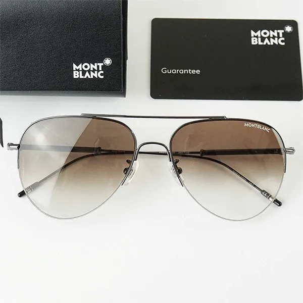 Kính Mát Nam Montblanc Sunglasses MB0037S-004 59 Màu Nâu Bạc - Kính mắt - Vua Hàng Hiệu