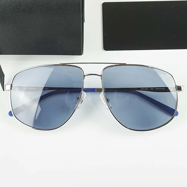 Kính Mát Nam Montblanc Sunglasses MB0102S-003 60 Màu Xanh Bạc - Kính mắt - Vua Hàng Hiệu