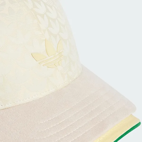 Mũ Adidas Trefoil Monogram Jacquard Suede Double Visor Baseball Cap IS3005 Màu Trắng Kem