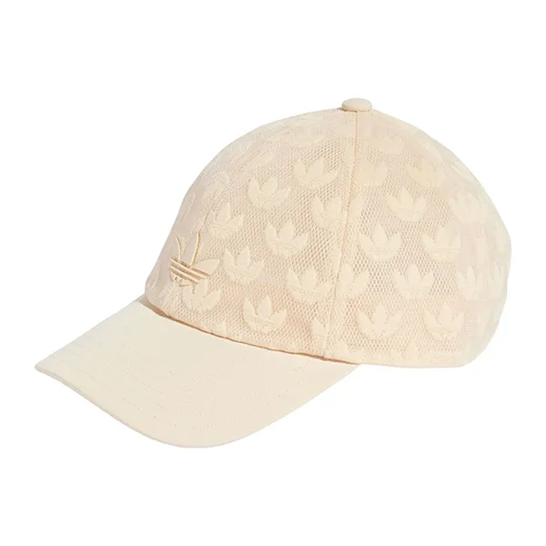 Mũ Adidas Trefoil Monogram Mesh Canvas Baseball Hat IS3030 Màu Be
