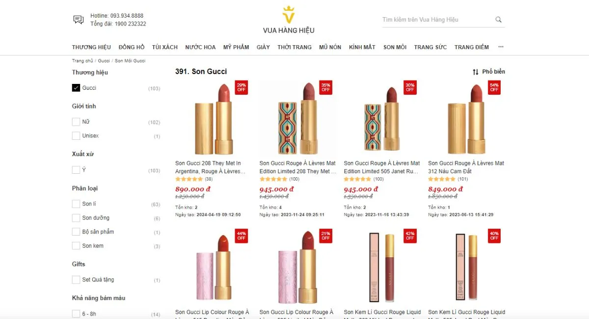 Mua son Gucci chính hãng ở đâu tại Hà Nội và TP HCM - 1