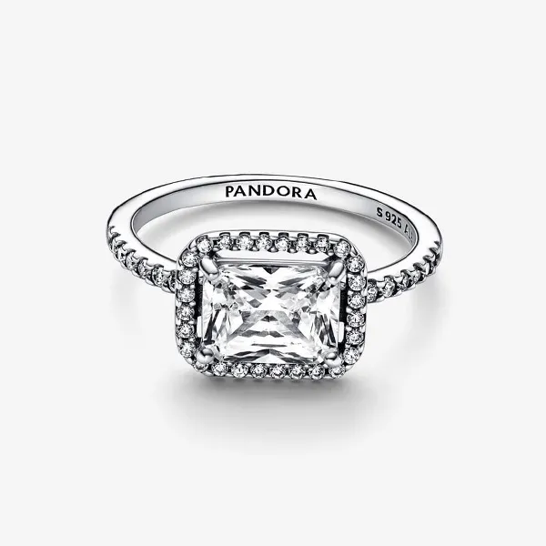 Nhẫn Nữ Pandora Rectangular Sparkling Halo Ring 192391C01 Màu Bạc