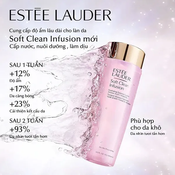 Nước Hoa Hồng Estee Lauder Soft Clean Silky Hydrating Lotion Dành Cho Da Khô Và Da Thường, 400ml - Mỹ phẩm - Vua Hàng Hiệu