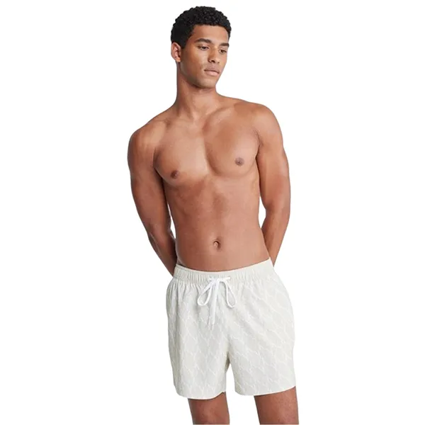 Quần Short Nam Calvin Klein CK Allover Monogram Logo Swim Shorts Màu Trắng Kem Size S