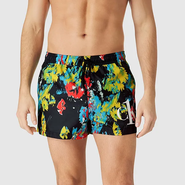 Quần Short Nam Calvin Klein CK Drawstring Print Swim Phối Màu Size M