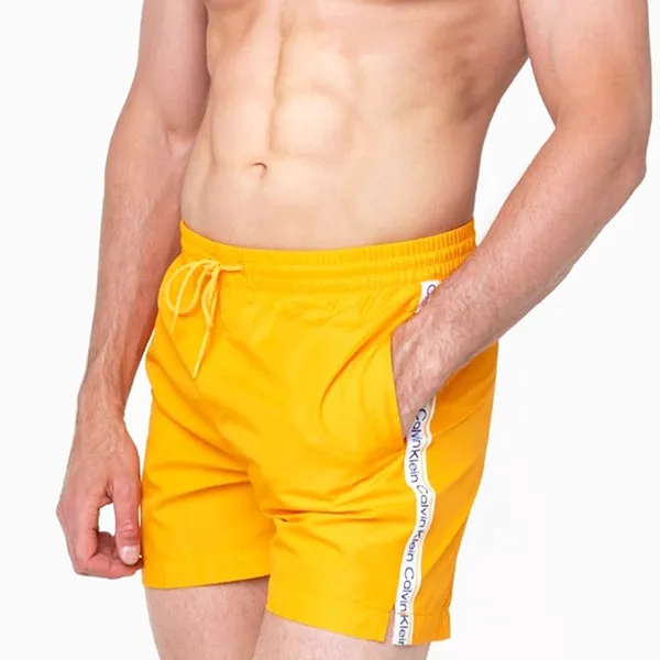Quần Short Nam Calvin Klein CK Medium Drawstring Swim Shorts Màu Vàng Size S