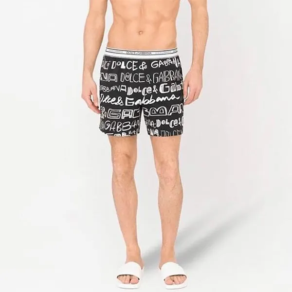 Quần Short Nam Dolce & Gabbana D&G Logo Print M4B56J Màu Đen Trắng Size S - Thời trang - Vua Hàng Hiệu