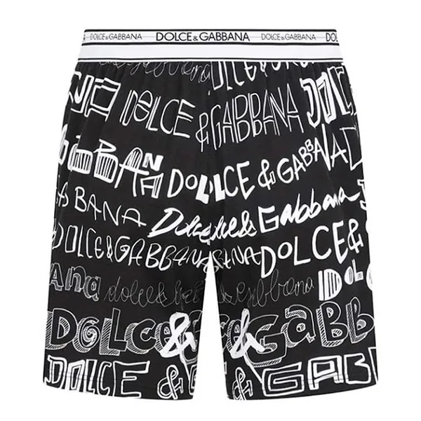 Quần Short Nam Dolce & Gabbana D&G Logo Print M4B56J Màu Đen Trắng Size S - Thời trang - Vua Hàng Hiệu