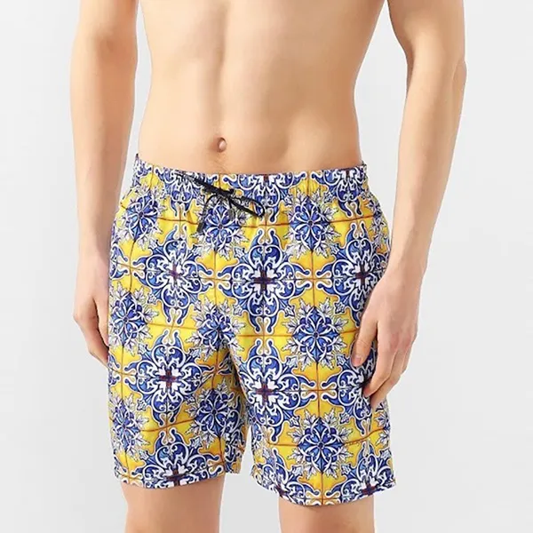 Quần Short Nam Dolce & Gabbana D&G M4A13T Màu Xanh Vàng Size S - Thời trang - Vua Hàng Hiệu