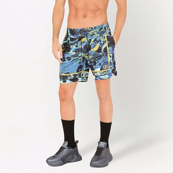 Quần Short Nam Dolce & Gabbana D&G Marble-Print Mid-Length Swim M4A13T Màu Xanh Size S - Thời trang - Vua Hàng Hiệu