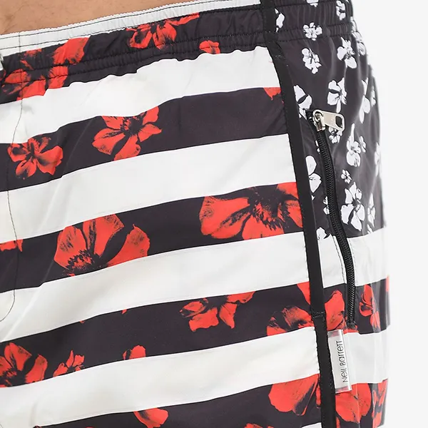 Quần Short Nam Neil Barrett Flower Print Swimsuit Pants BCB113R Màu Đen/Trắng/Đỏ Size S