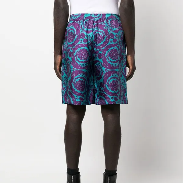 Quần Short Nam Versace Baroque Embroidered Shorts 5G320 Màu Tím Xanh Size 4