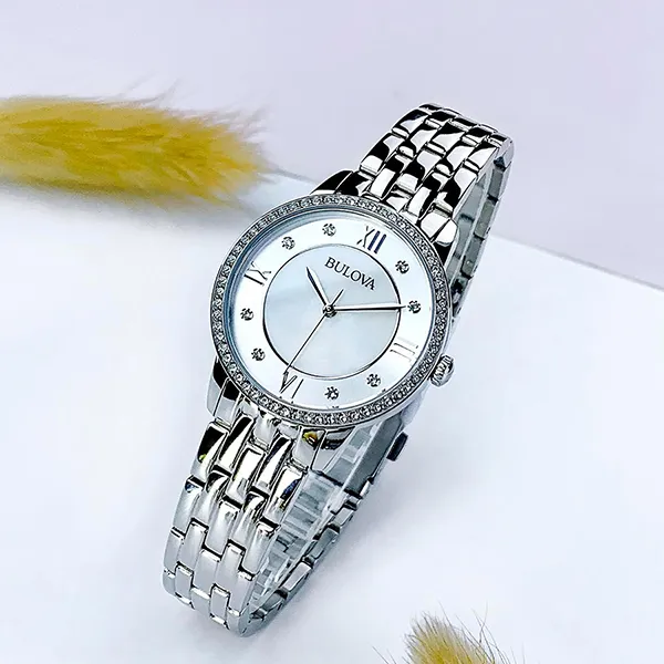 Set Đồng Hồ Nữ Bulova 96X138 Màu Bạc Trắng