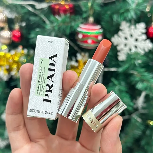 Son Prada Monochrome Hyper Matte Lipstick Mini O77 Arancio Màu Cam Cháy - Son Môi - Vua Hàng Hiệu