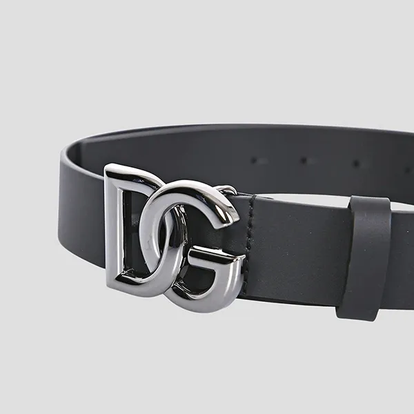 Thắt Lưng Nam Dolce & Gabbana D&G Belt Black Leather With Silver Logo BC4644 AX622 8V363 Bản 3.5cm Màu Đen Size 85 - Thắt lưng - Vua Hàng Hiệu