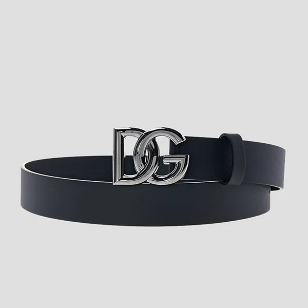 Thắt Lưng Nam Dolce & Gabbana D&G Belt Black Leather With Silver Logo BC4644 AX622 8V363 Bản 3.5cm Màu Đen Size 85 - Thắt lưng - Vua Hàng Hiệu