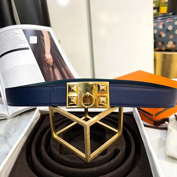 Thắt Lưng Nam Hermès Chamonix And Epsom Leather Collier De Chien Reversible Belt Màu Xanh Size 90