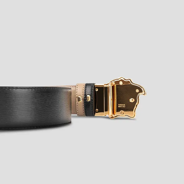 Thắt Lưng Nam Versace Belt Black Leather Logo Medusa Gold 1010325 1A09262 2BL4V Màu Đen Vàng Size 80 - Thắt lưng - Vua Hàng Hiệu