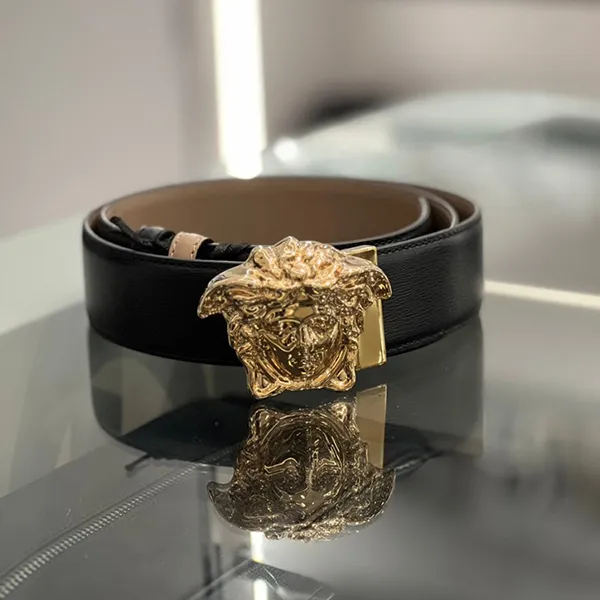 Thắt Lưng Nam Versace Belt Black Leather Logo Medusa Gold 1010325 1A09262 2BL4V Màu Đen Vàng Size 80 - Thắt lưng - Vua Hàng Hiệu