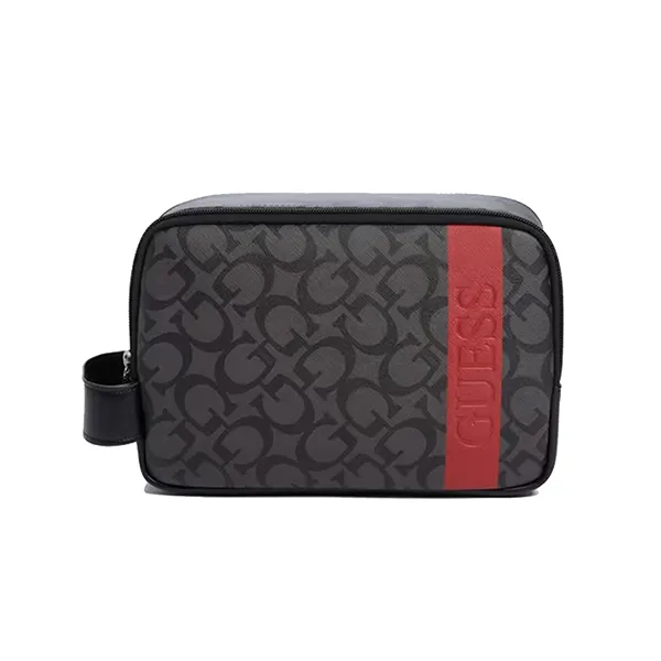 Túi Cầm Tay Nam Guess Saffiano Travel Kit Bag SM2901LDOP Black Màu Đen - Túi xách - Vua Hàng Hiệu