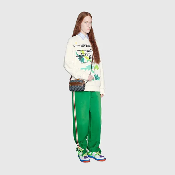 Túi Đeo Chéo Gucci Ophidia Denim Supreme Bag 517350-2KQGG-8375 Xanh - Nâu