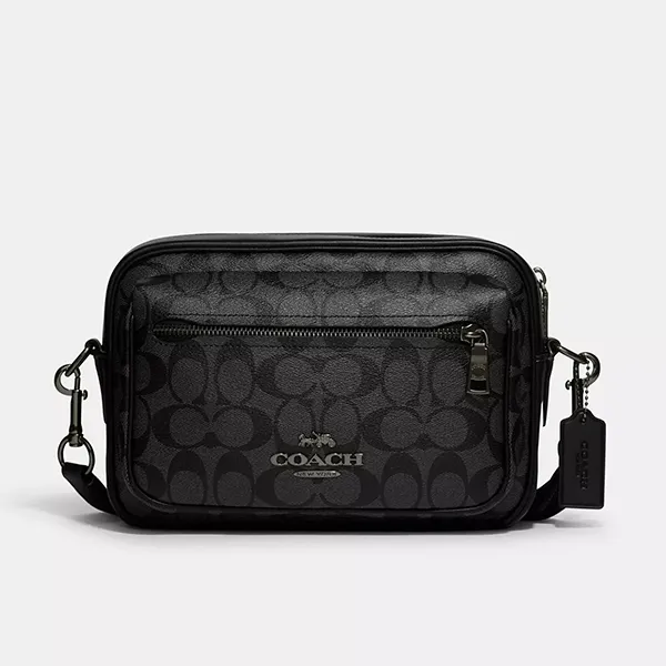 Túi Đeo Chéo Nam Coach Elias Crossbody In Signature Canvas CJ510 Màu Xám Đen - Túi xách - Vua Hàng Hiệu