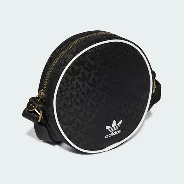 Túi Đeo Chéo Nữ Adidas Trefoil Monogram Jacquard Round Bag IT7388 Màu Đen - Túi xách - Vua Hàng Hiệu
