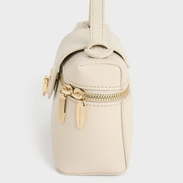 Túi Đeo Chéo Nữ Charles & Keith CNK Arwen Top Handle Bag 50782376 Beige Màu Be
