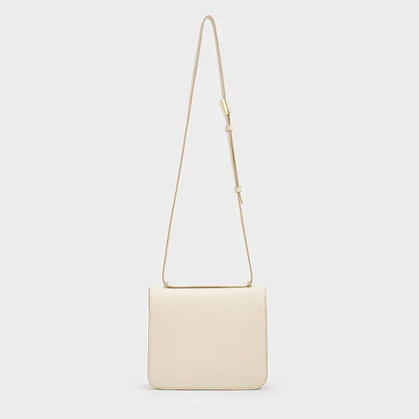 Túi Đeo Chéo Nữ Charles & Keith CNK Violetta Boxy Bag Beige 80782358 Màu Be