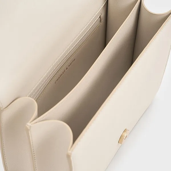 Túi Đeo Chéo Nữ Charles & Keith CNK Violetta Boxy Bag Beige 80782358 Màu Be