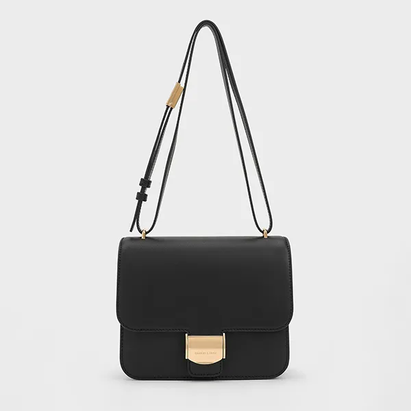 Túi Đeo Chéo Nữ Charles & Keith CNK Violetta Boxy Bag Black 80782358 Màu Đen