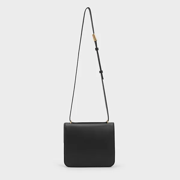 Túi Đeo Chéo Nữ Charles & Keith CNK Violetta Boxy Bag Black 80782358 Màu Đen