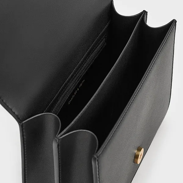 Túi Đeo Chéo Nữ Charles & Keith CNK Violetta Boxy Bag Black 80782358 Màu Đen